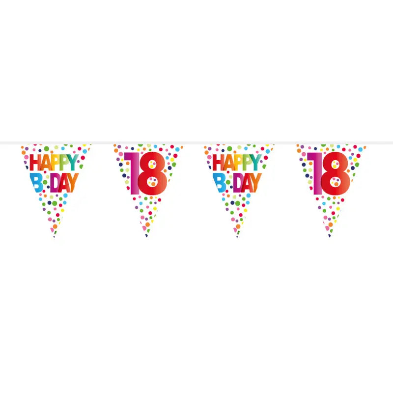 18 år happy bday dots bunting - 10 meter