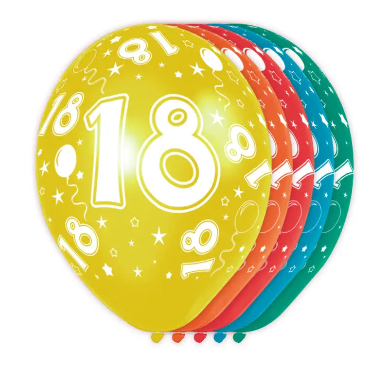 18 års födelsedagsballonger - 5 stycken