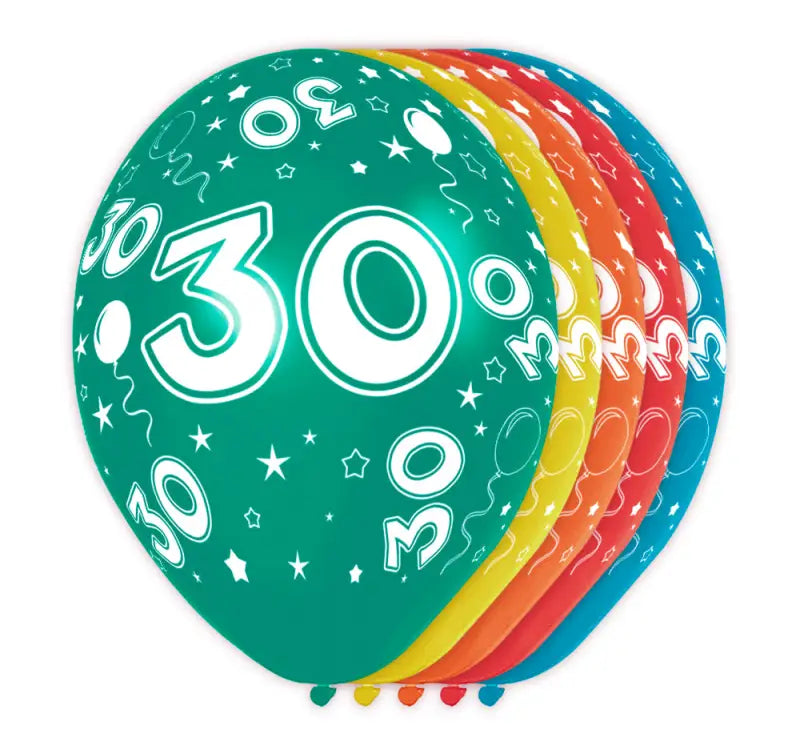 30 års födelsedagsballonger 5 st