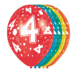 4 års födelsedagsballonger - 5 st