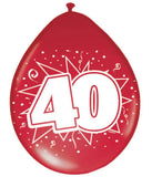 40 years balloons ruby red - 8 stycken