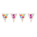 5 years happy bday dots bunting - 10 meter