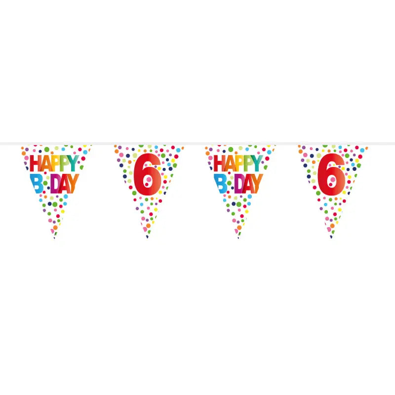 6 years happy bday dots bunting - 10 meter