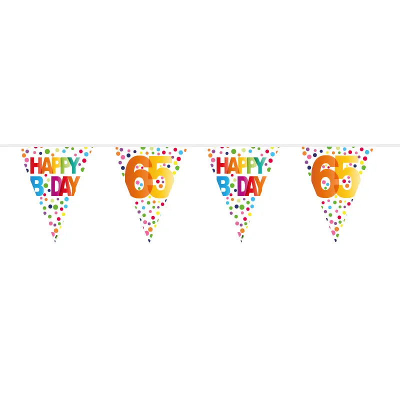 65 år happy bday dots bunting - 10 meter