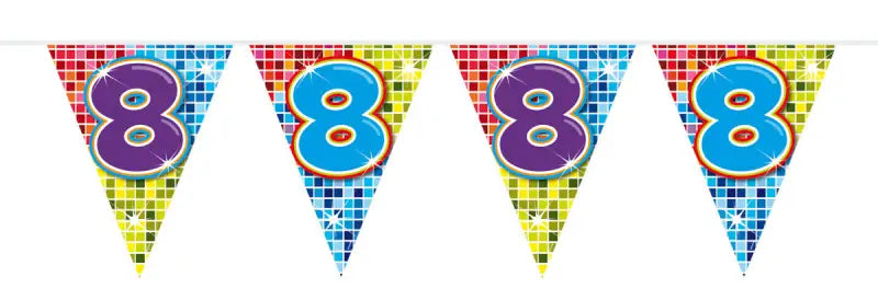 8 års mini bunting födelsedag - 3 meter