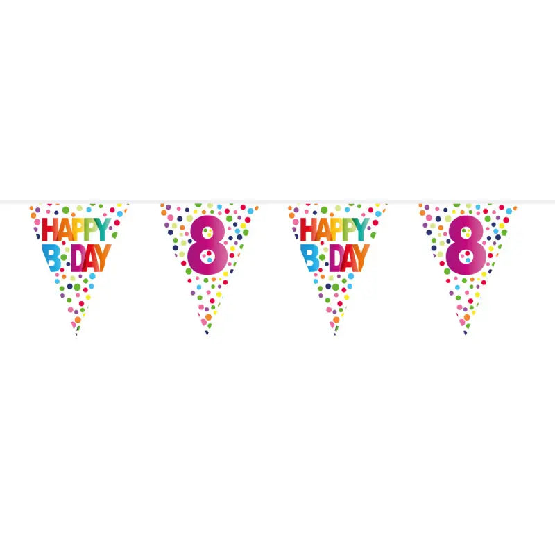 8 years happy bday dots bunting - 10 meter