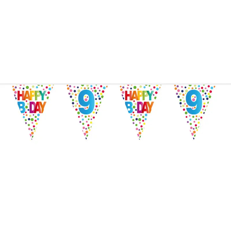 9 years happy bday dots bunting - 10 meter