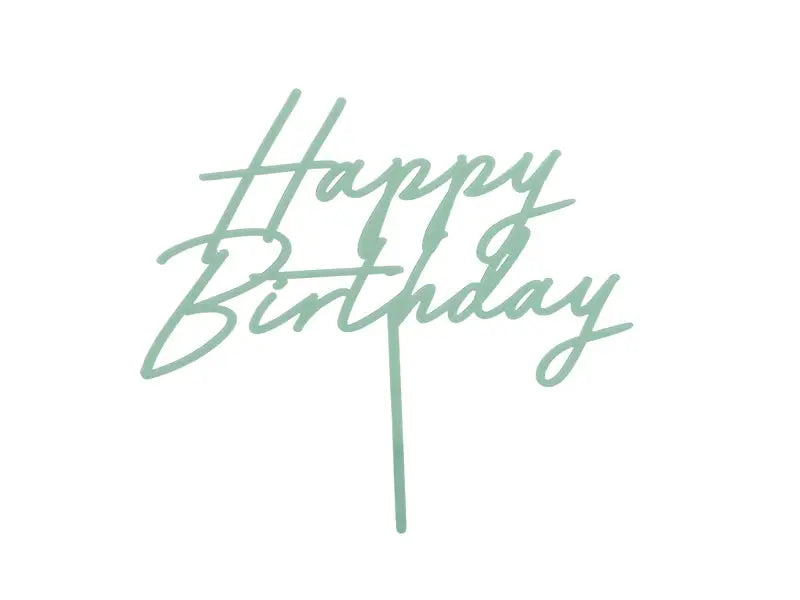 Acrylic cake topper ’’happy birthday’’ green 16.5 cm