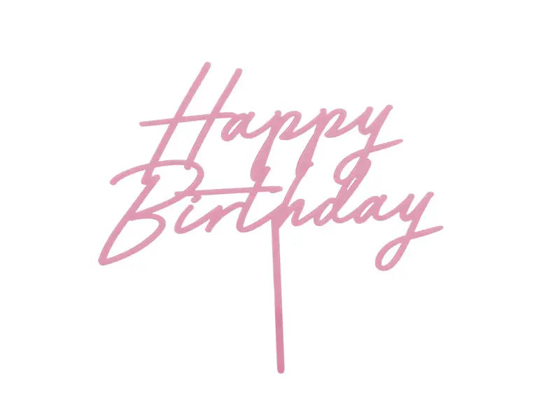 Acrylic cake topper ’’happy birthday’’ light pink 16.5 cm