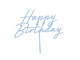 Acrylic cake topper ’’happy birthday’’ misty blue 16.5 cm