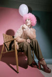 Afro wig light pink