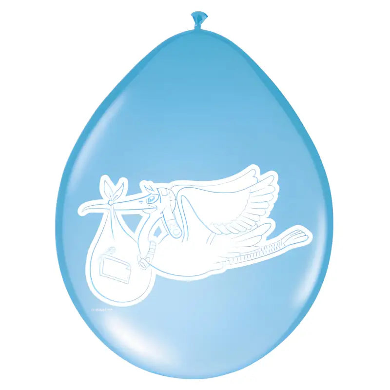 Blue Stork Birth Balloons - 8 stycken - Latexballonger