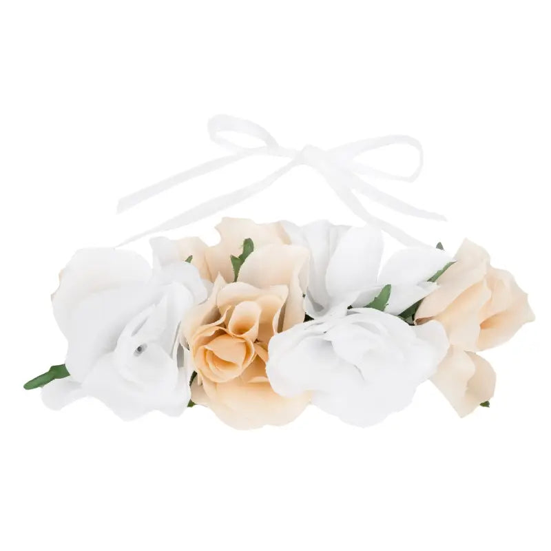 Bridal white & pink floral headband