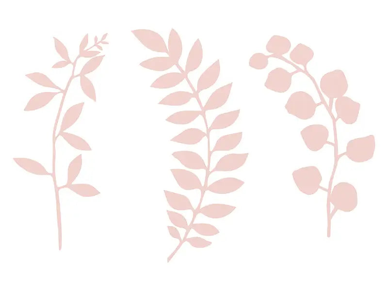 Dekorationsgren med blad puderrosa 9-pack