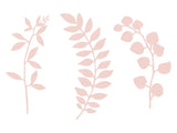 Dekorationsgren med blad puderrosa 9-pack