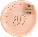 Engångstallrikar Elegant Lush Blush80 år - 23 cm - 8 stycken - Papperstyckenallrikar