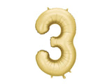 Foil balloon number ’3’ 86 cm gold
