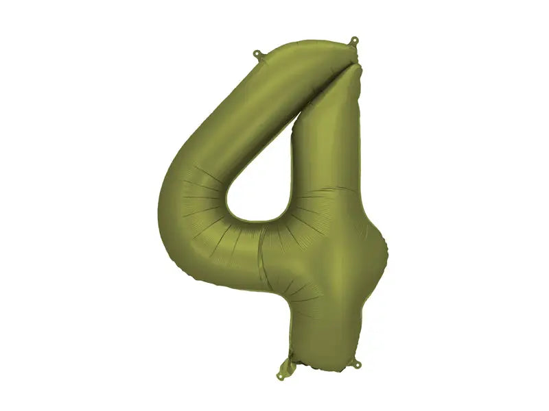 Foil balloon number ’’4’’ 86cm olive