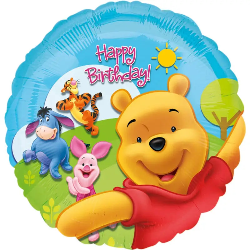 Foil balloon - winnie the pooh & friends - happy birthday - 45 cm
