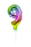 Folie Ballong Cake Topper Rainbow nummer 9 - 13 cm - Folieballong