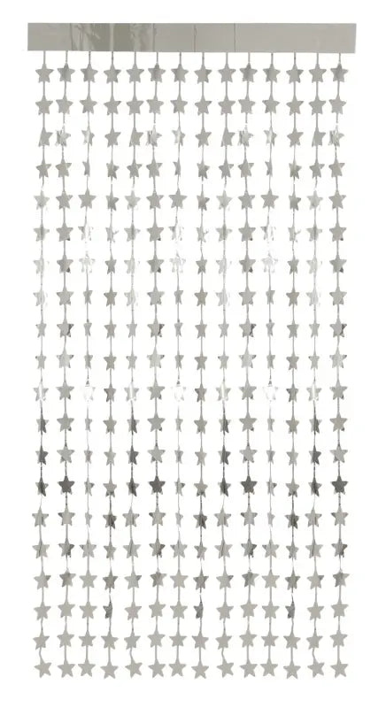 Folie Fransdörr Stjärnor Silverfärgad - 2x1 m - Folie fransdörr