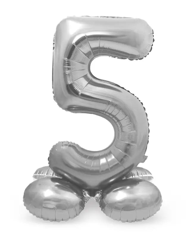Folieballong med basnummer Silverfärgad - 72 cm (0-9) - 5 - Folieballong