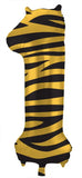 Folieballong siffror 1 tiger chic - 86 cm