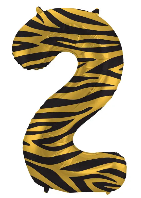 Folieballong siffror 2 tiger chic - 86 cm