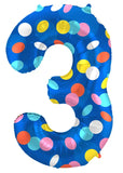 Folieballong Siffror 3 Colorful Dots - 86 cm - Folieballong