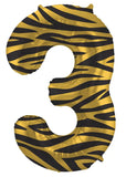 Folieballong siffror 3 tiger chic - 86 cm
