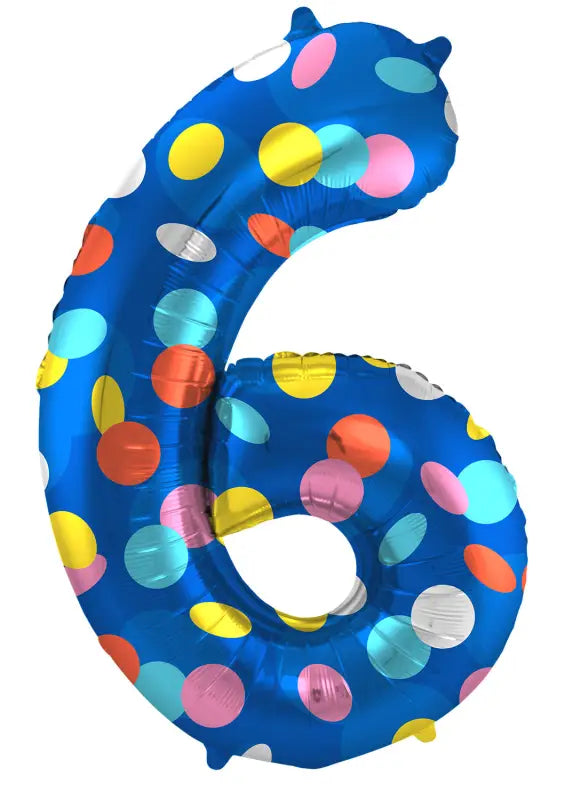 Folieballong Siffror 6 Colorful Dots - 86 cm - Folieballong