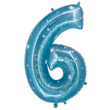 Folieballong Siffror 6 Galactic Aqua - 101 cm - Folieballong