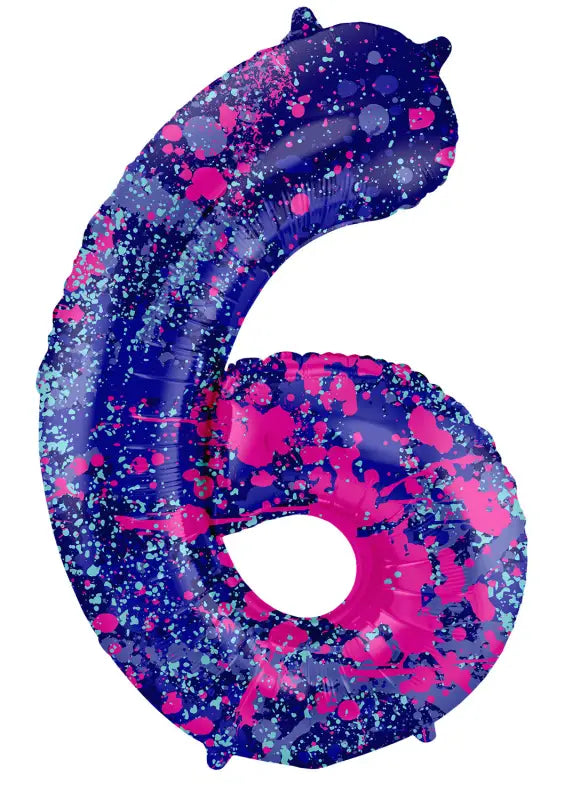 Folieballong Siffror Paint Splash - 86 cm - 6 - Folieballong