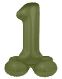 Folieballong Stående Siffra 1 - Olive Green - Ultra Matt - 72 cm - Folieballong
