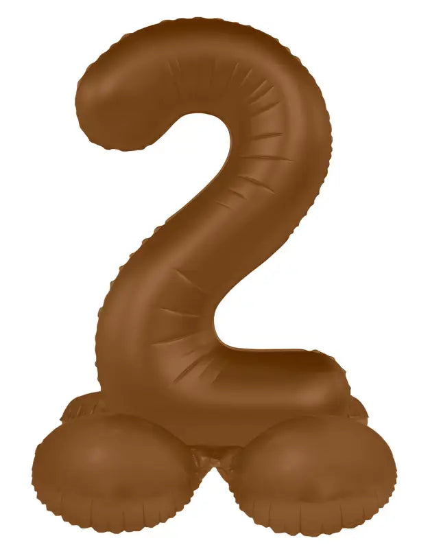 Folieballong Stående Siffra 2 - Choklad Brun - Ultra Matt - 41 cm - Folieballong