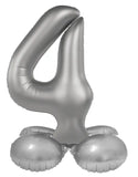 Folieballong Stående Siffra 4 - Moonlight Silver - Satin Gloss - 72 cm - Folieballong