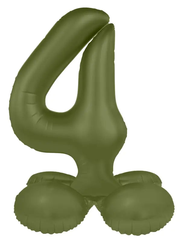 Folieballong Stående Siffra 4 - Olive Green - Ultra Matt - 41 cm - Folieballong