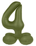 Folieballong Stående Siffra 4 - Olive Green - Ultra Matt - 41 cm - Folieballong
