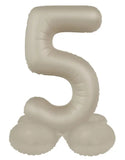 Folieballong Stående Siffra 5 - Creamy Latte - Ultra Matt - 72 cm - Folieballong
