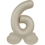 Folieballong stående siffra 6 - creamy latte - ultra matt - 41 cm