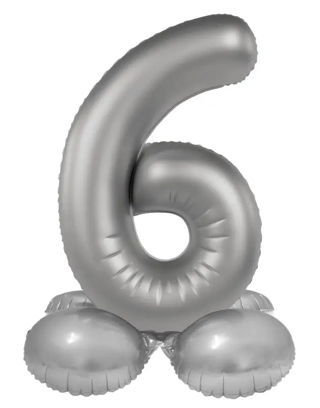Folieballong Stående Siffra 6 - Moonlight Silver - Satin Gloss - 72 cm - Folieballong