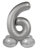 Folieballong Stående Siffra 6 - Moonlight Silver - Satin Gloss - 72 cm - Folieballong