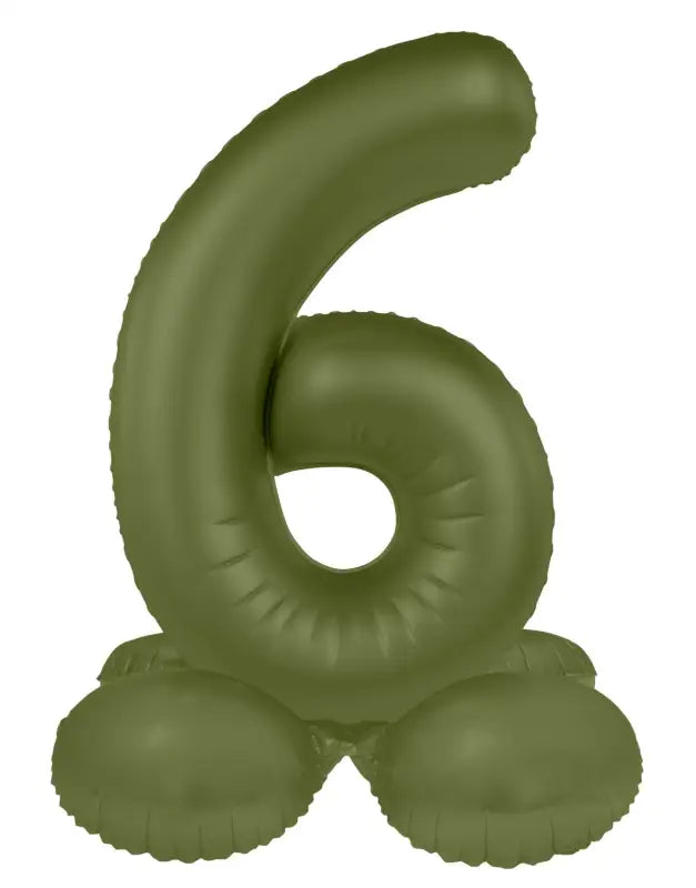 Folieballong Stående Siffra 6 - Olive Green - Ultra Matt - 41 cm - Folieballong
