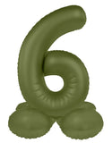 Folieballong Stående Siffra 6 - Olive Green - Ultra Matt - 41 cm - Folieballong