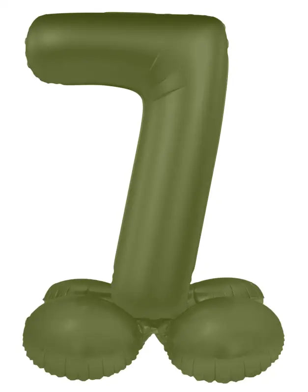 Folieballong Stående Siffra 7 - Olive Green - Ultra Matt - 72 cm - Folieballong
