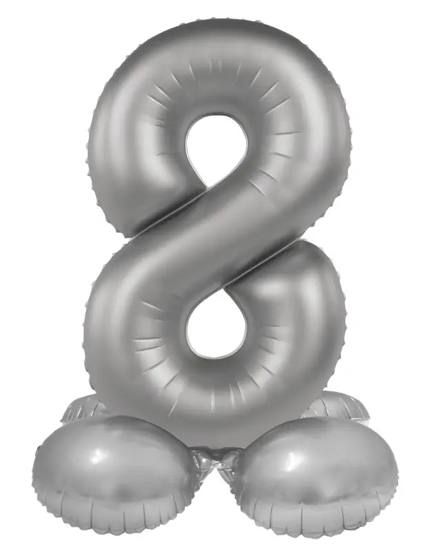 Folieballong Stående Siffra 8 - Moonlight Silver - Satin Gloss - 41 cm - Folieballong