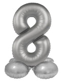 Folieballong Stående Siffra 8 - Moonlight Silver - Satin Gloss - 41 cm - Folieballong