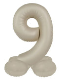 Folieballong Stående Siffra 9 - Creamy Latte - Ultra Matt - 72 cm - Folieballong