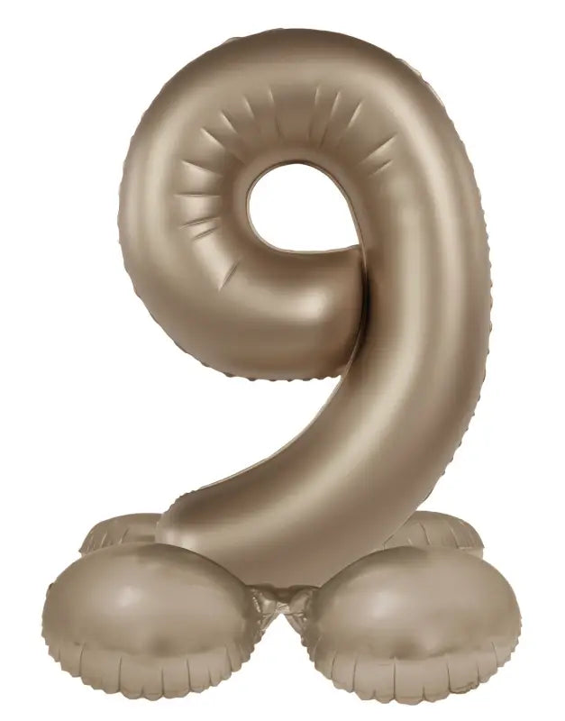 Folieballong Stående Siffra 9 - Starlight Guld - Satin Gloss - 72 cm - Folieballong