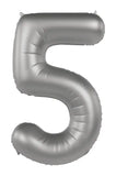 Foliebalong Siffra 5 - Moonlight Silver - Satin Gloss - 86 cm - Folieballong